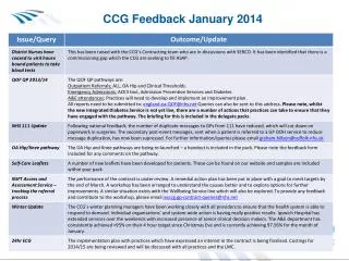 CCG Feedback January 2014