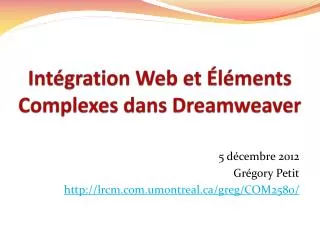int gration web et l ments complexes dans dreamweaver