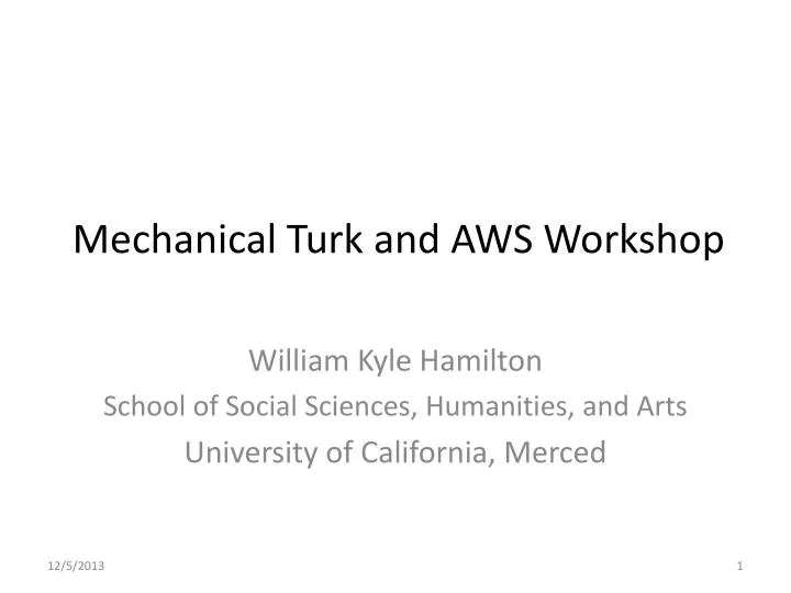 mechanical turk and aws workshop