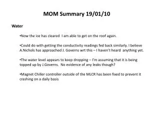 MOM Summary 19/01/10