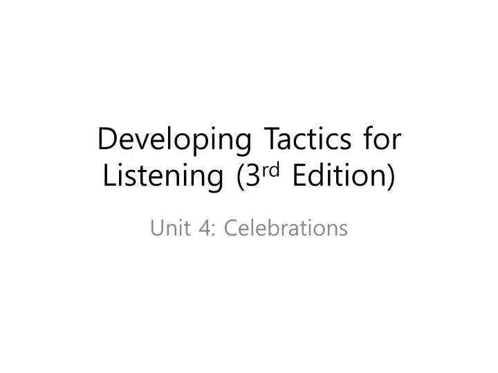 developing tactics for listening 3 rd edition