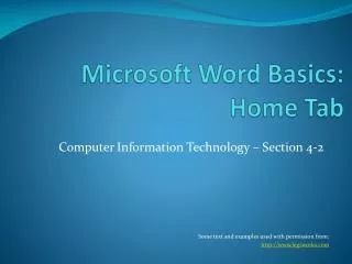 Microsoft Word Basics: Home Tab