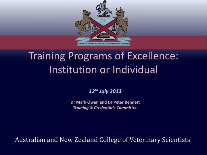 training programs of excellence institution or individual