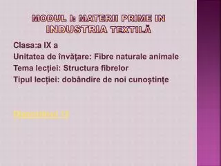 modul i materii prime in industria textil