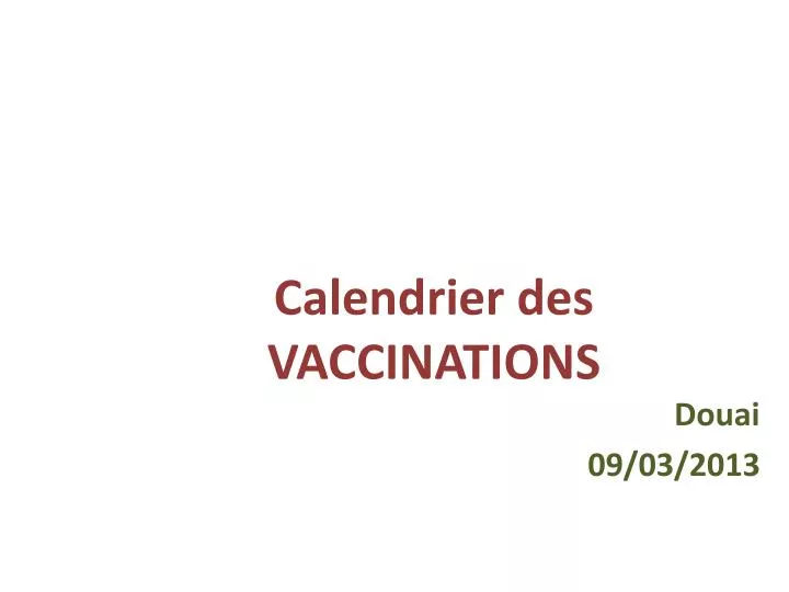 calendrier des vaccinations