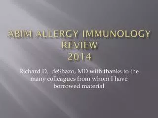 ABIM Allergy Immunology Review 2014