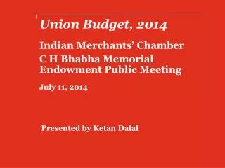 Union Budget, 2014