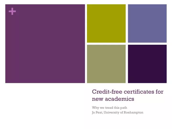 credit free certificates for new academics