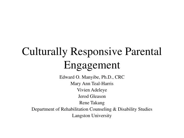 culturally responsive parental engagement