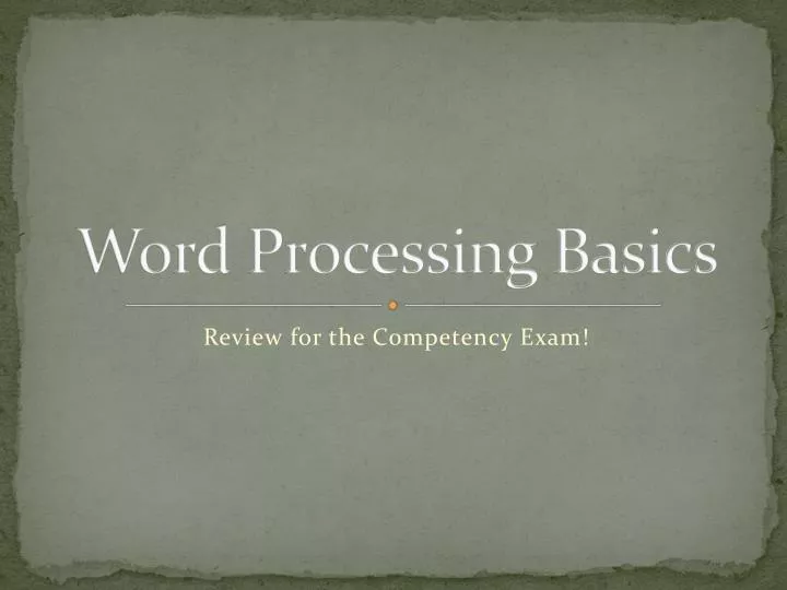 word processing basics