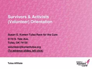 Survivors &amp; Activists (Volunteer) Orientation