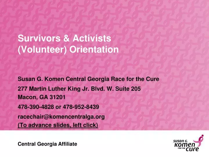 survivors activists volunteer orientation