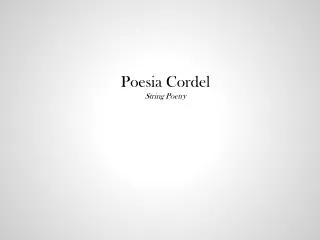 Poesia Cordel String Poetry