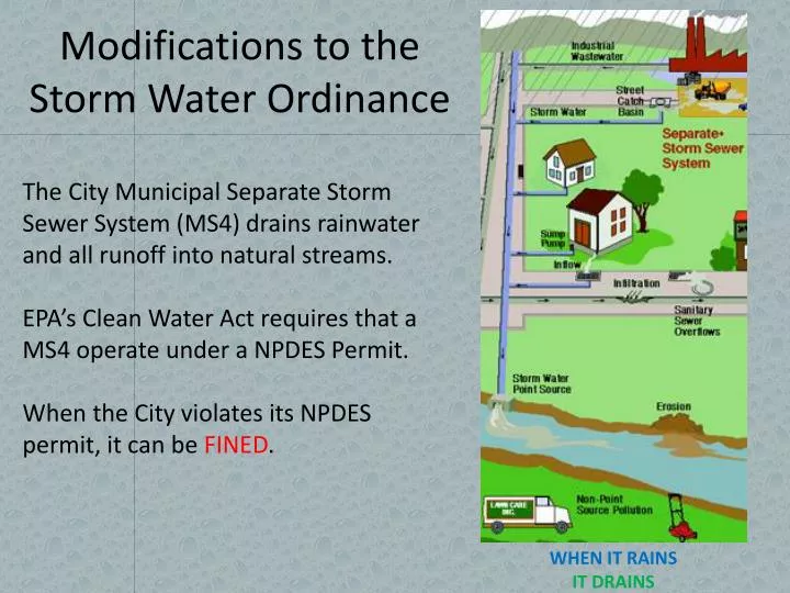 modifications to the storm water ordinance