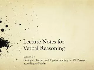 Lecture Notes for Verbal Reasoning