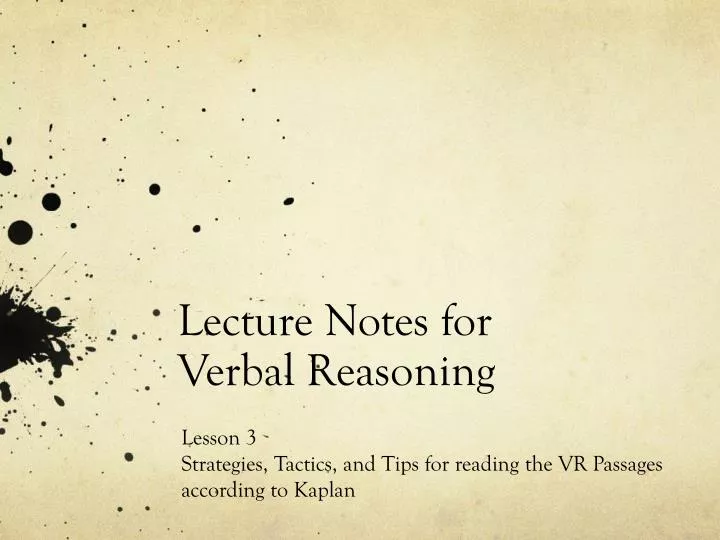 lecture notes for verbal reasoning
