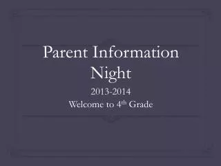 Parent Information Night