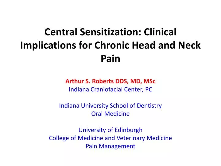 central sensitization clinical implications for chronic head and neck pain