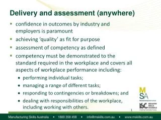 Delivery and assessment (anywhere)