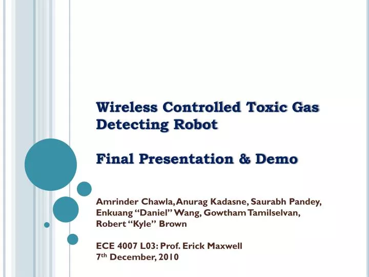 wireless controlled toxic gas detecting robot final presentation demo