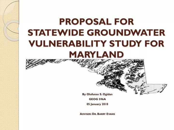 proposal for statewide groundwater vulnerability study for maryland