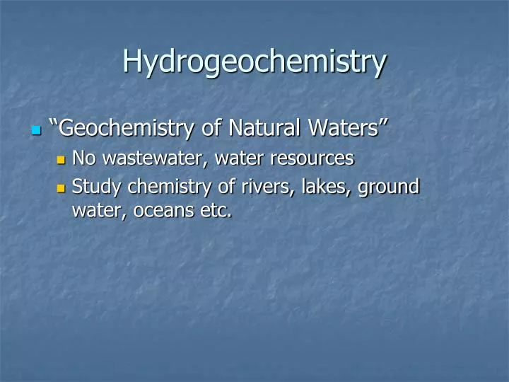 hydrogeochemistry