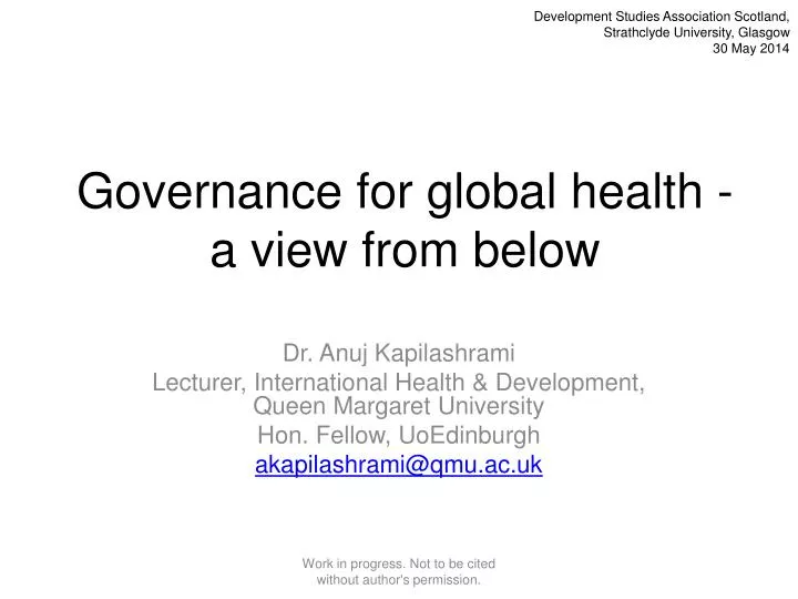governance for global health a view from below