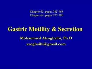 Gastric Motility &amp; Secretion