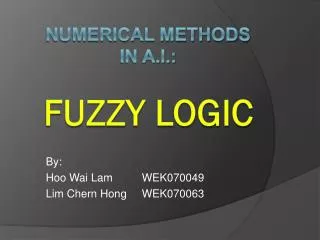 Numerical Methods in A.I.: Fuzzy Logic