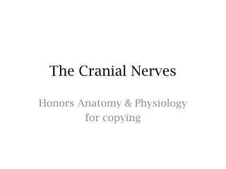 The Cranial Nerves