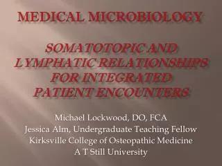 Michael Lockwood, DO, FCA Jessica Alm , Undergraduate Teaching Fellow