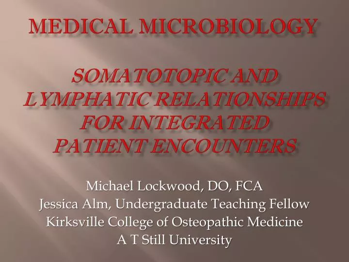 medical microbiology somatotopic and lymphatic relationships for integrated patient encounters