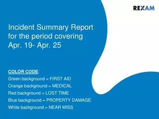 Incident Summary Report for the period covering Apr. 19- Apr. 25