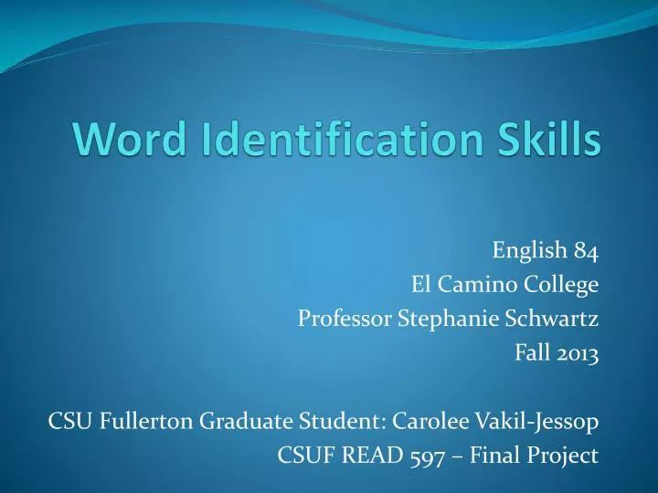 word identification skills