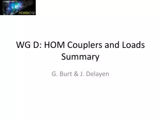 WG D: HOM Couplers and Loads Summary
