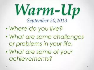 Warm-Up September 30,2013