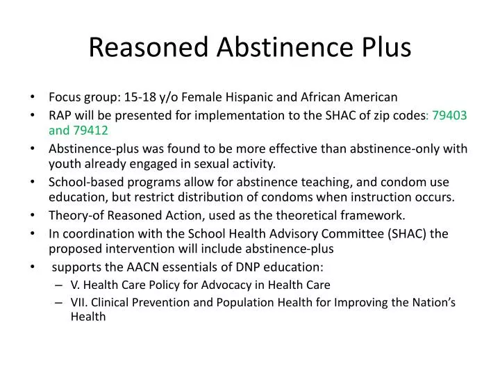 reasoned abstinence plus