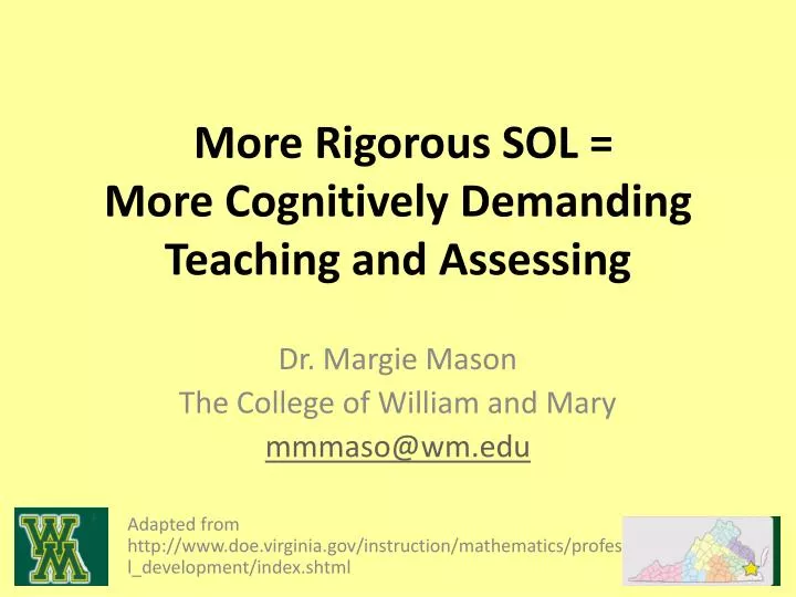 more rigorous sol more cognitively demanding teaching and assessing