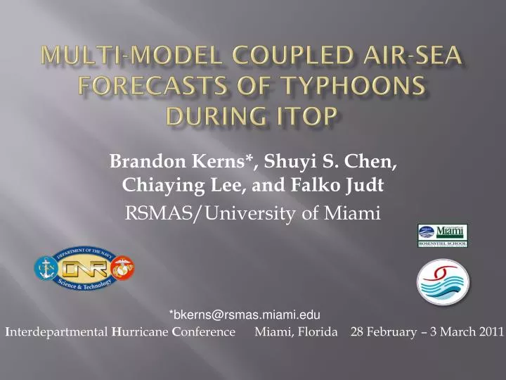 multi model coupled air sea forecasts of typhoons during itop