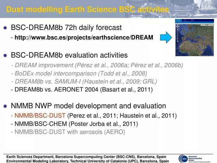 dust modelling earth science bsc activites