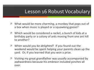 Lesson 16 Robust Vocabulary