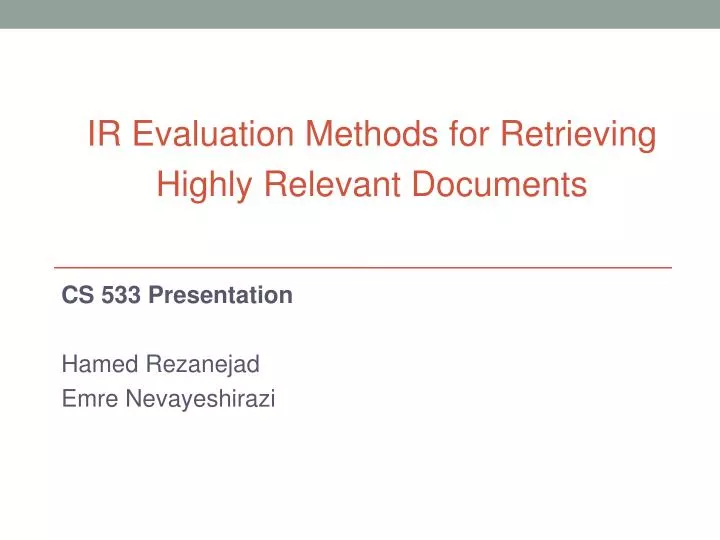 cs 533 presentation hamed rezanejad emre nevayeshirazi