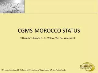 CGMS-MOROCCO STATUS