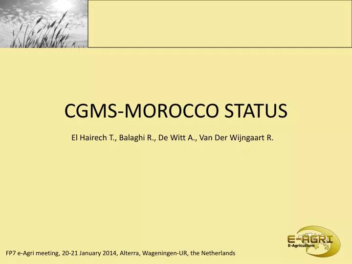 cgms morocco status