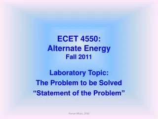 ECET 4550: A lternate Energy Fall 2011