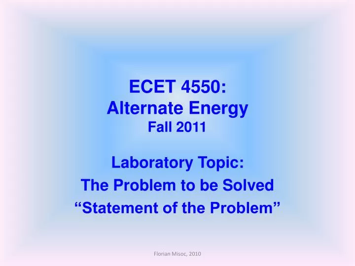 ecet 4550 a lternate energy fall 2011
