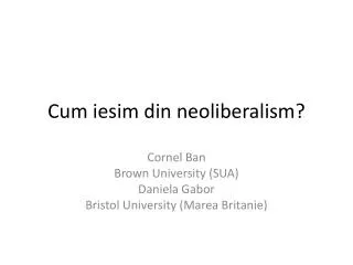 cum iesim din neoliberalism
