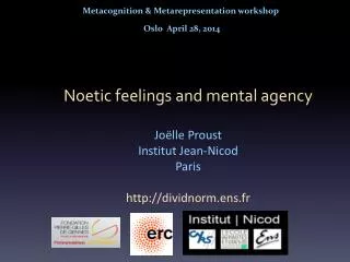 Metacognition &amp; Metarepresentation workshop Oslo April 28, 2014