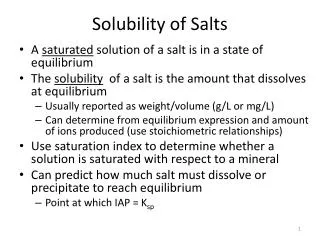Solubility of Salts