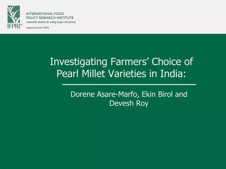 investigating farmers choice of pearl millet varieties in india